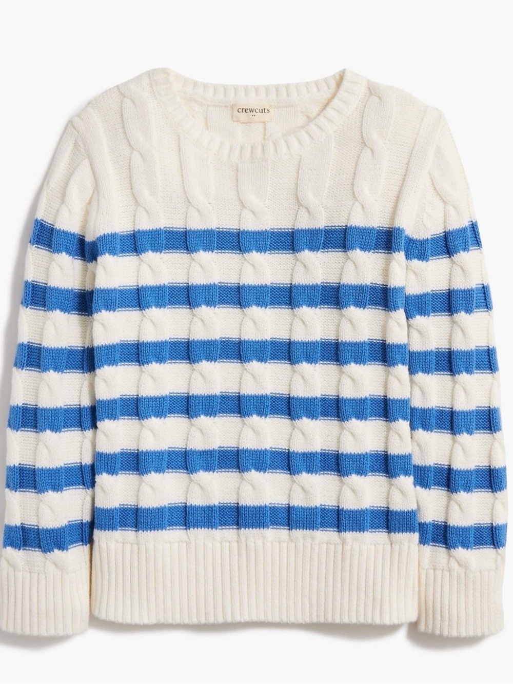 crewcuts Cream and Blue Striped Cable-Knit Sweater